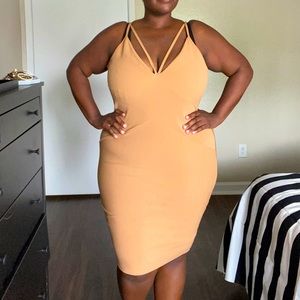 Nude bodycon bandage dress